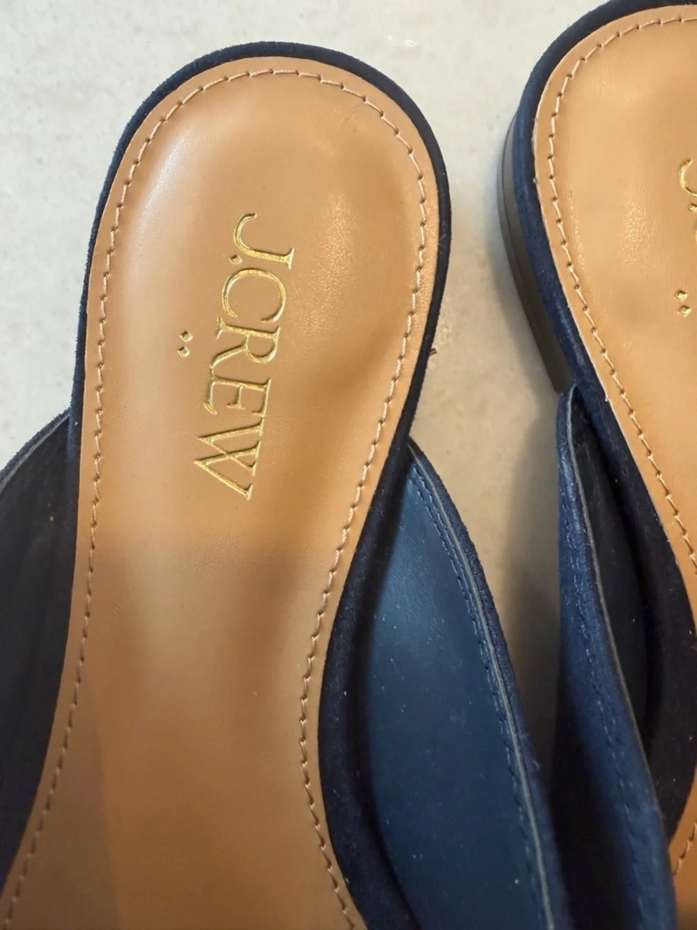 J CREW! Women's Navy Tassel Backless Loafers! Versatile !! 5.5